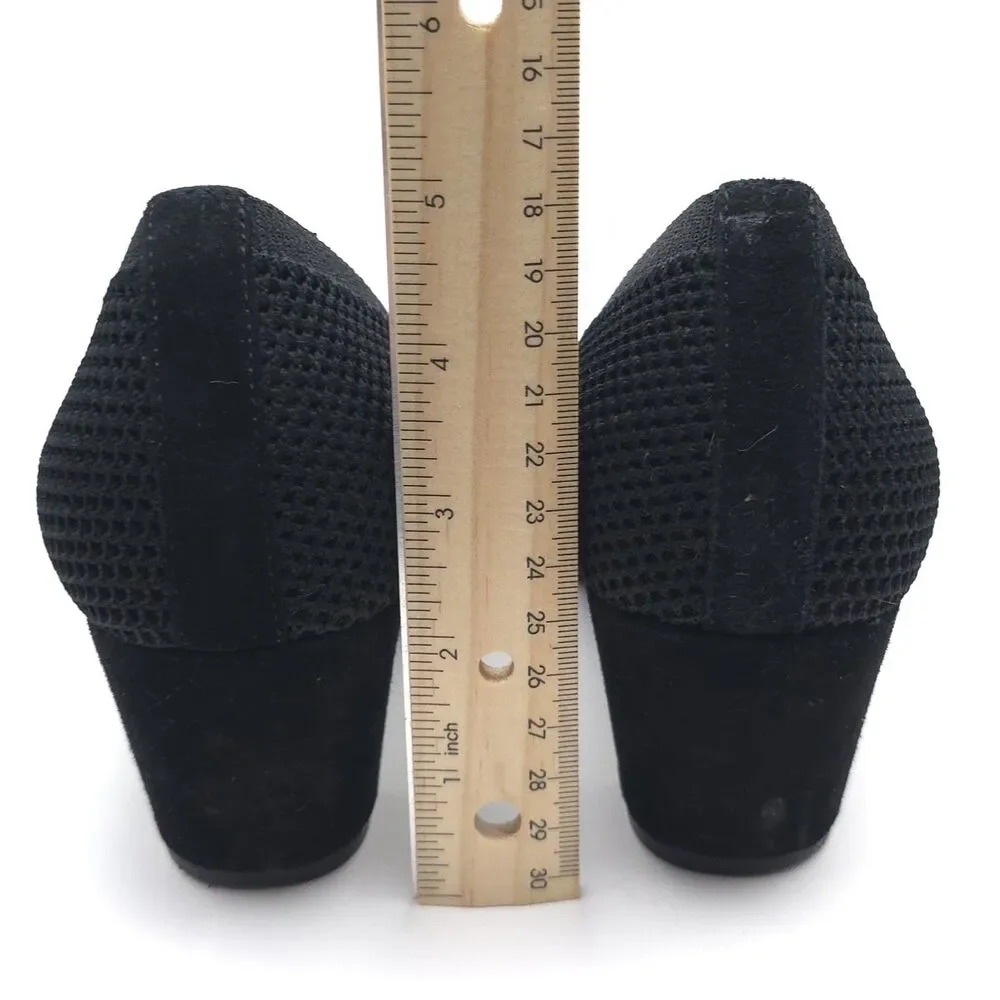 EILEEN FISHER Black‎ Knit Pumps Heels Comfort Shoes US 8 EU 39 UK 5.5 LEATHER
